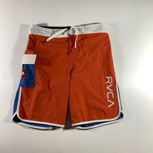 Boys RVCA Red White And Blue Board Shorts size 26”